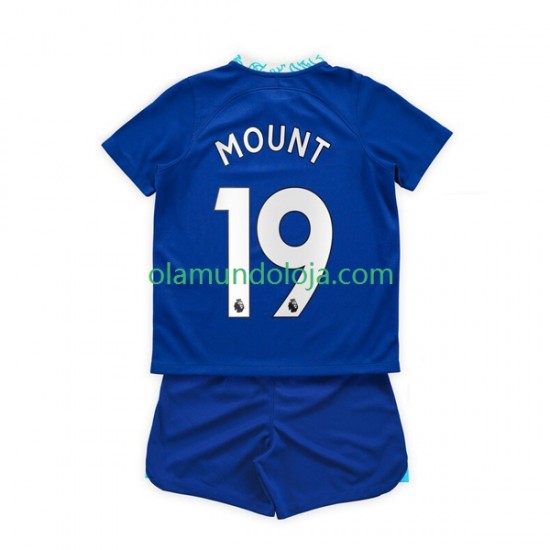 Camisola Chelsea Mason Mount 19 Criança Equipamento Primeiro 2022-2023 Manga Curta